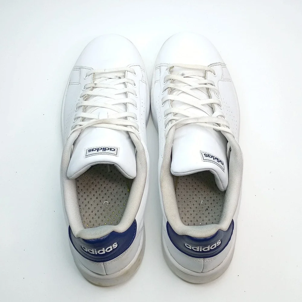 Adidas Advantage Mens White Navy Blue Tennis Sneakers F36423 Size 14